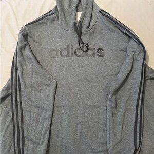Adidas Heather Gray Hoodie with Black Accents